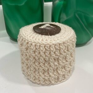 Cream Button Toilet Paper Roll Cover Crochet